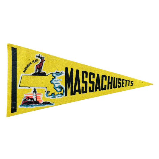 Massachusetts Mohawk Trail Small Yellow Vintage Pennant