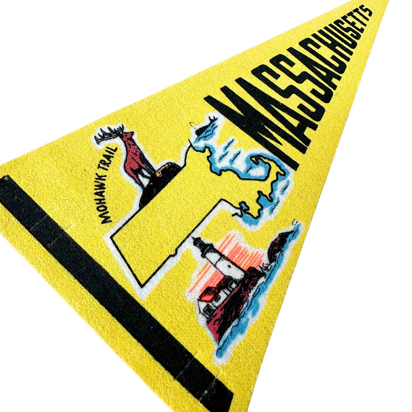 Massachusetts Mohawk Trail Small Yellow Vintage Pennant
