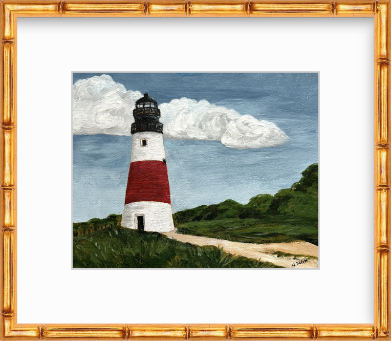 Massachusetts Nantucket Sankaty Head Lighthouse Painting by Nikki Degn Giclee Art Print