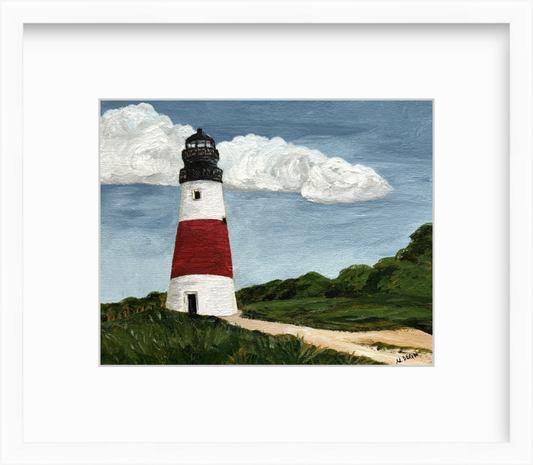 Massachusetts Nantucket Sankaty Head Lighthouse Painting by Nikki Degn Giclee Art Print