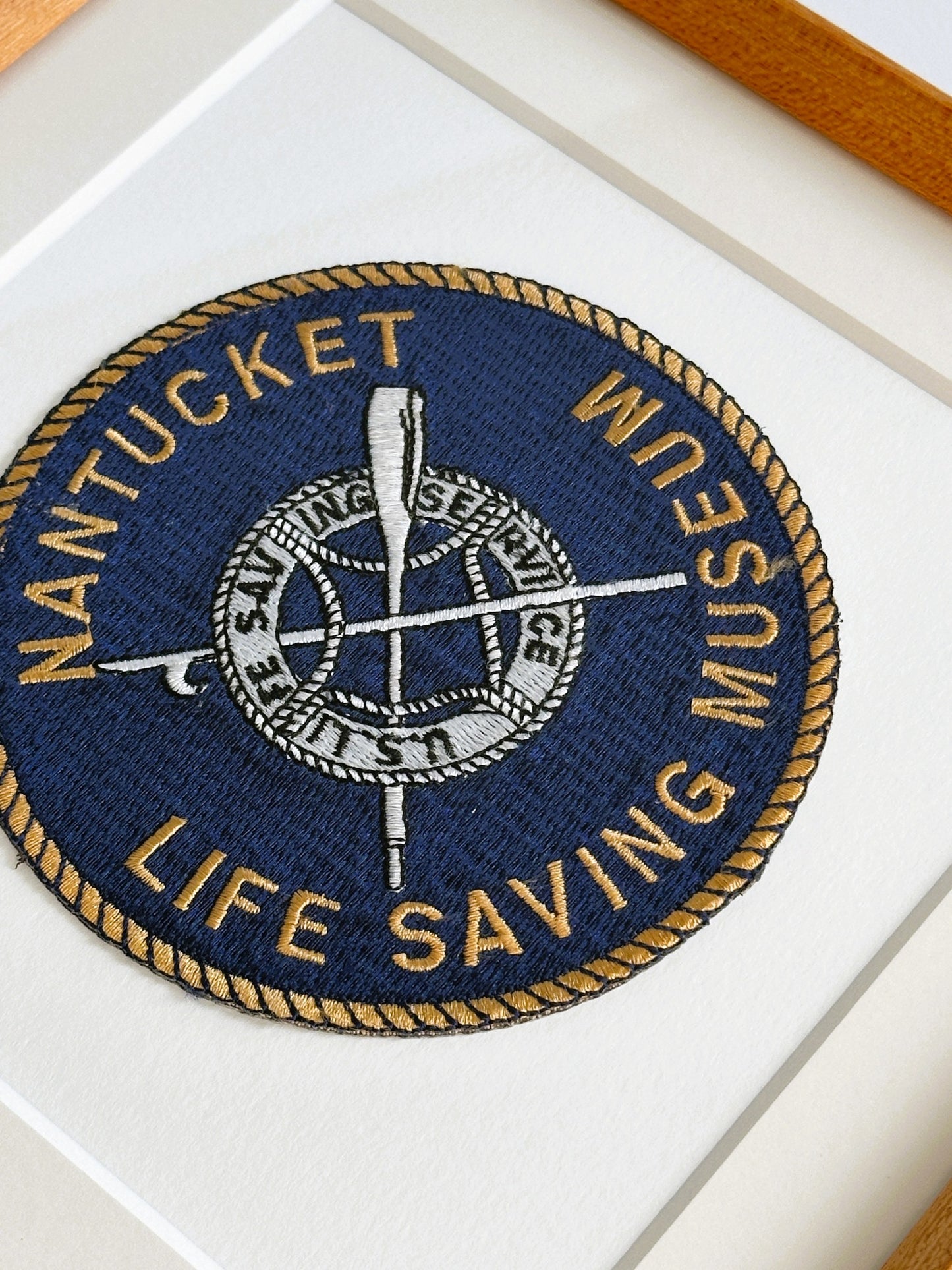 Massachusetts Nantucket Island Life Saving Museum Large Framed Vintage Travel Patch