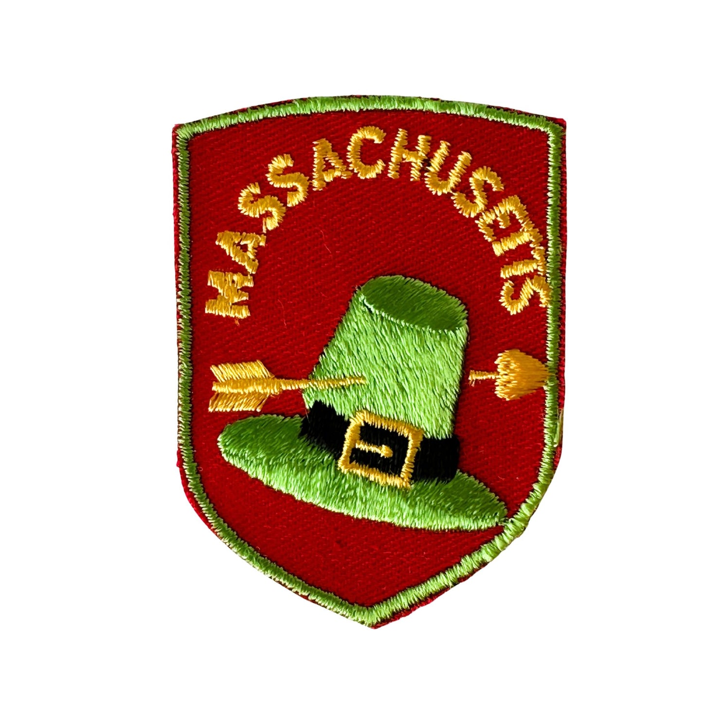 Massachusetts Old Turnpike Pilgrim Hat and Arrow Vintage Patch
