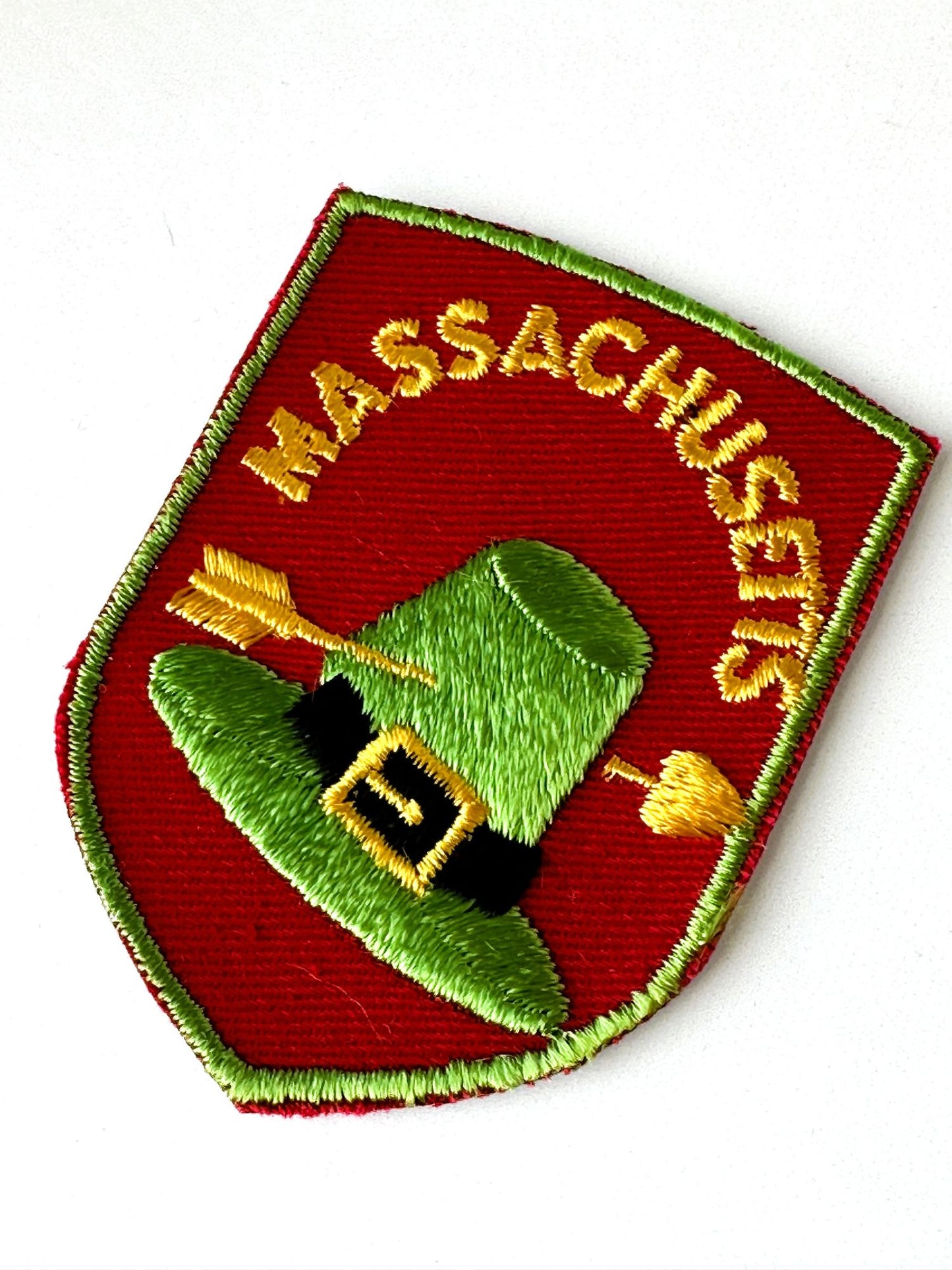 Massachusetts Old Turnpike Pilgrim Hat and Arrow Vintage Patch
