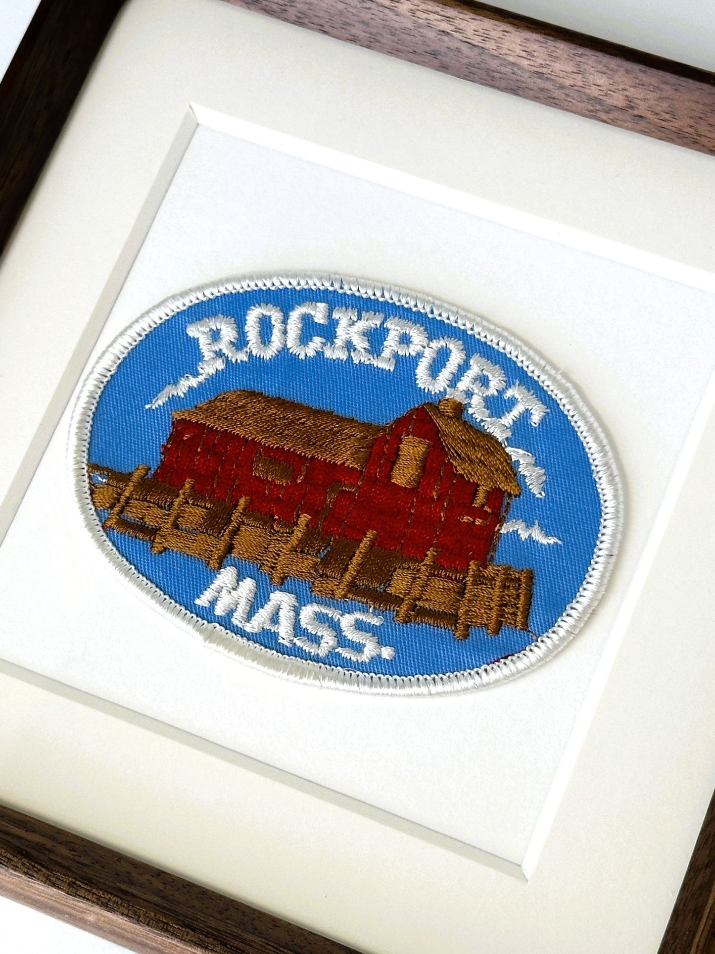 Massachusetts Rockport Motif No. 1 Little Red Fishing Shack Vintage Patch Wood Framed