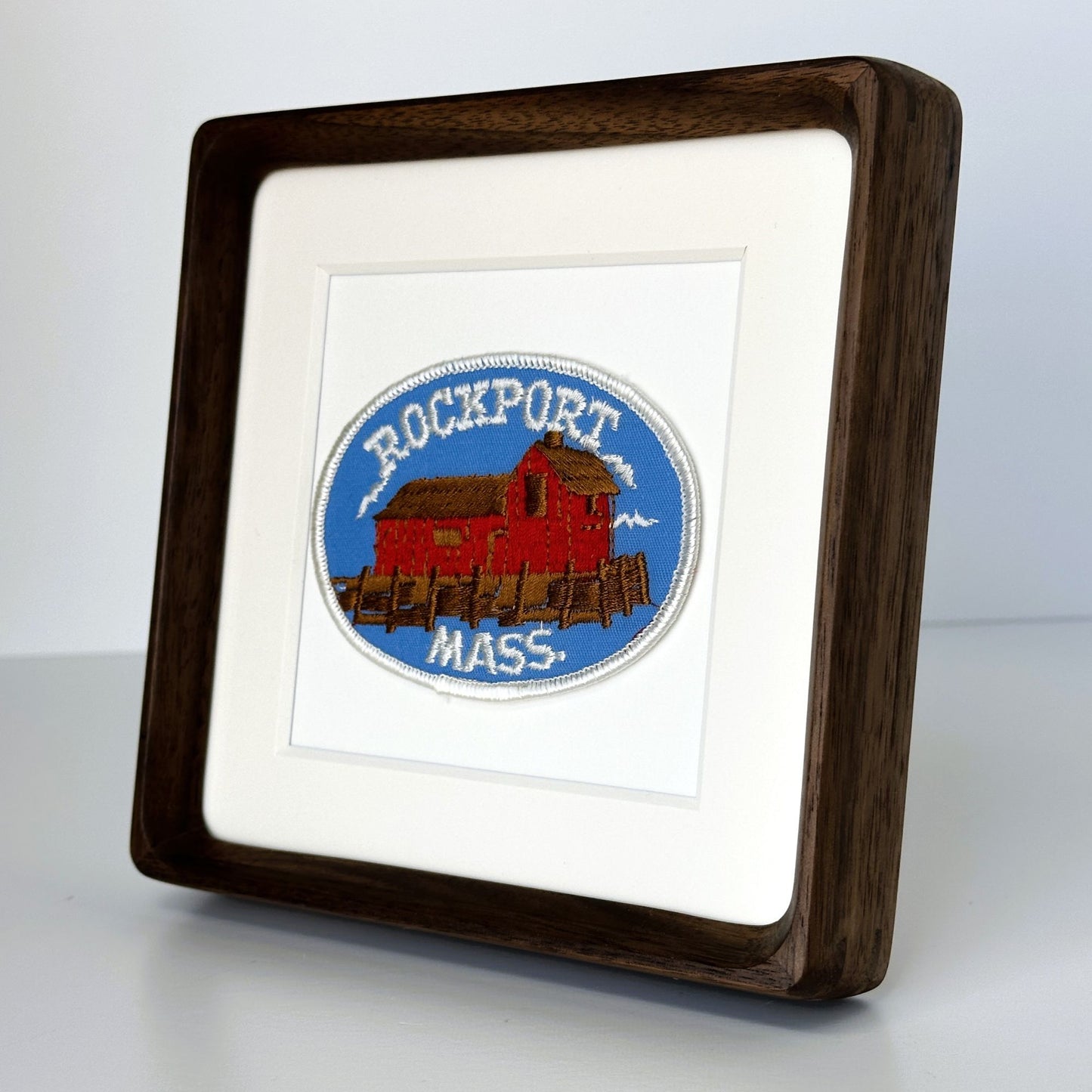 Massachusetts Rockport Motif No. 1 Little Red Fishing Shack Vintage Patch Wood Framed