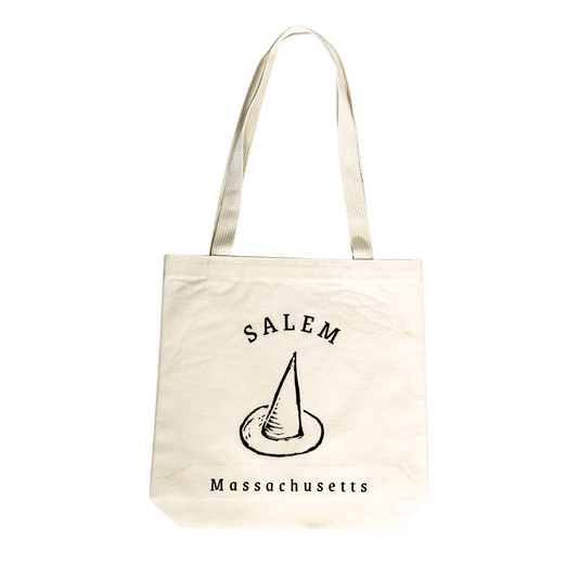 Massachusetts Salem Witch Hat Block Print Tote Bag