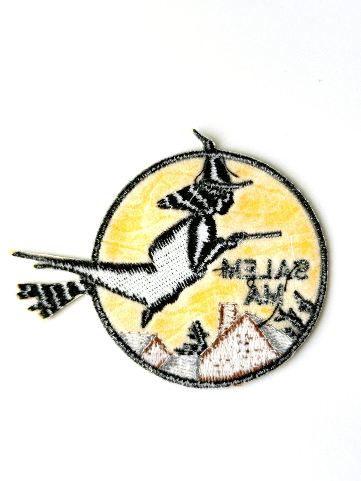 Massachusetts Salem Witch on Broom Silhouette Vintage Patch