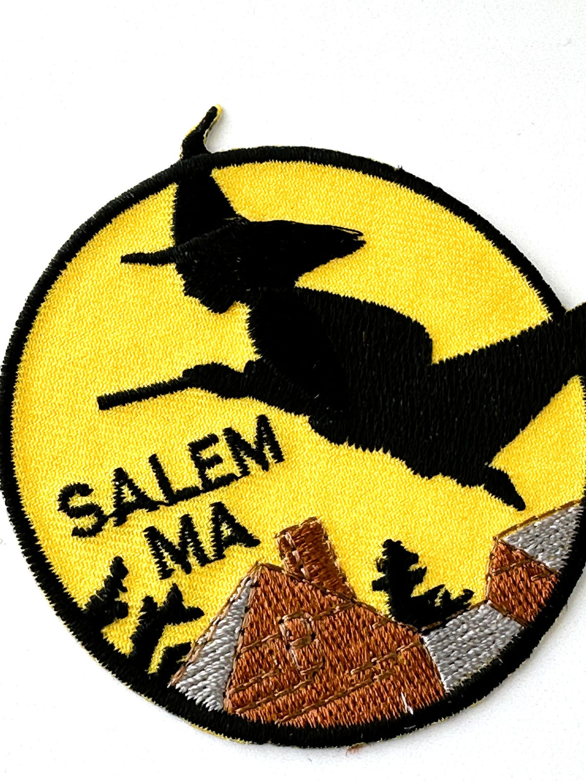 Massachusetts Salem Witch on Broom Silhouette Vintage Patch