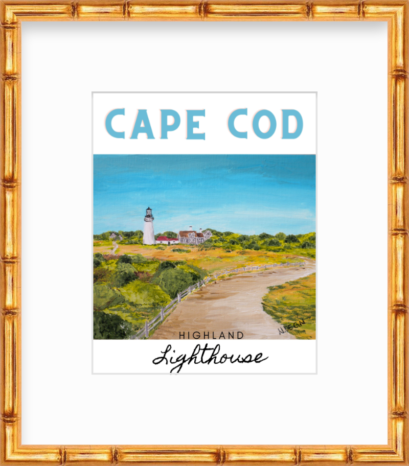 Massachusetts Cape Cod Highland Light Painting Giclee Travel Style Art Print