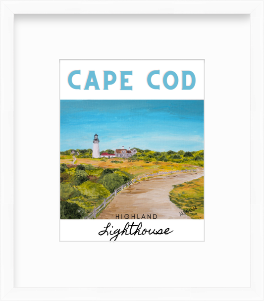 Massachusetts Cape Cod Highland Light Painting Giclee Travel Style Art Print