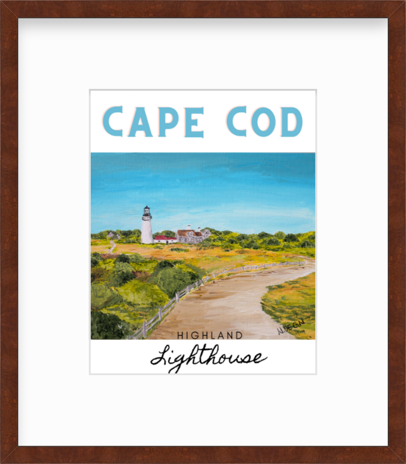 Massachusetts Cape Cod Highland Light Painting Giclee Travel Style Art Print
