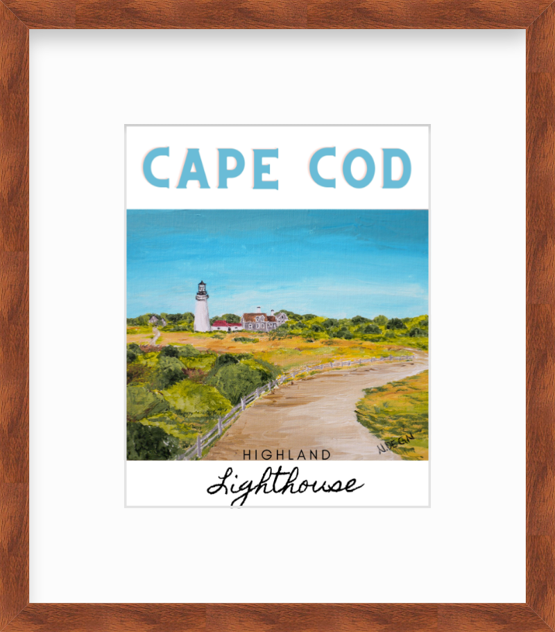 Massachusetts Cape Cod Highland Light Painting Giclee Travel Style Art Print