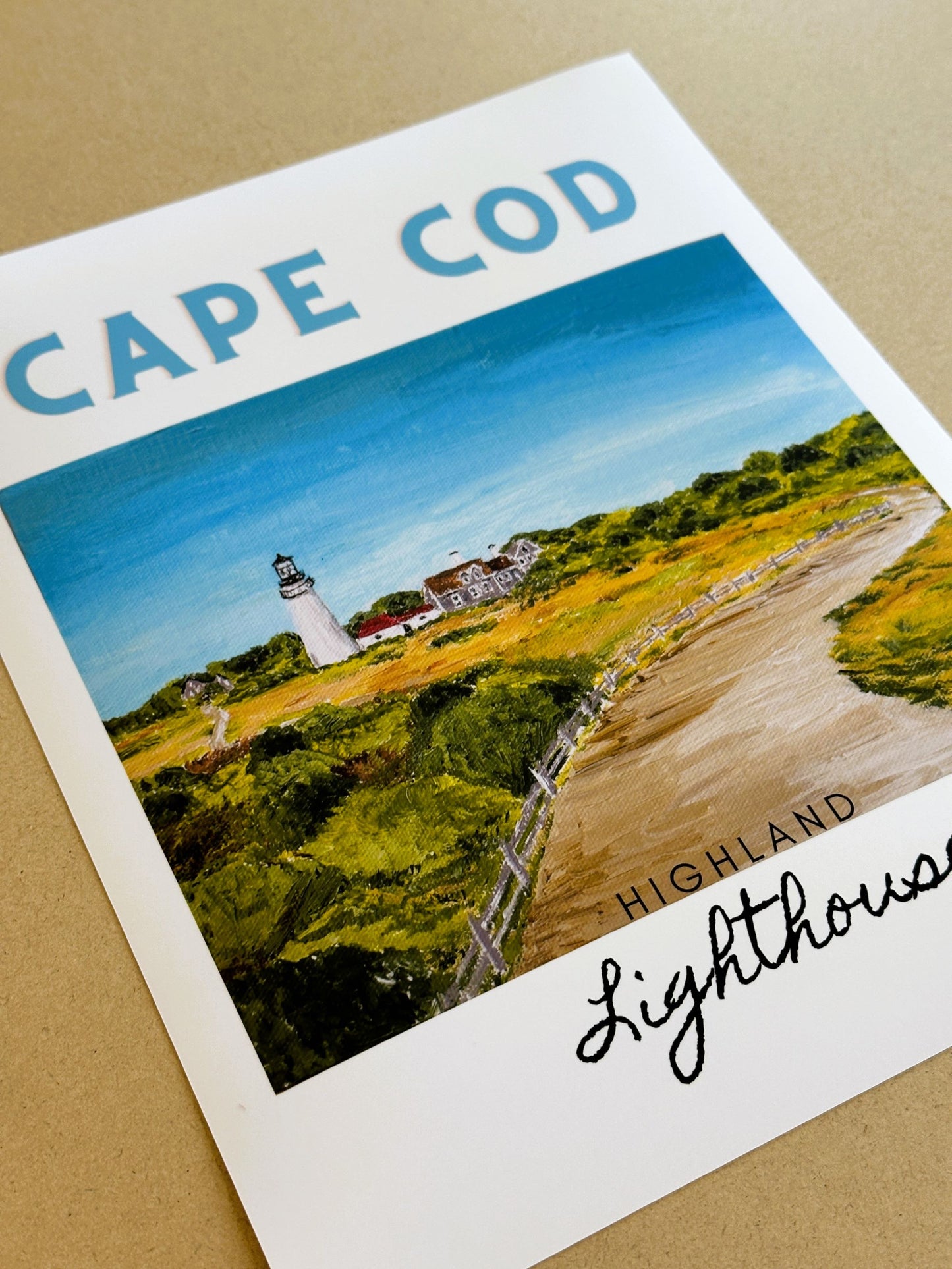 Massachusetts Cape Cod Highland Light Painting Giclee Travel Style Art Print