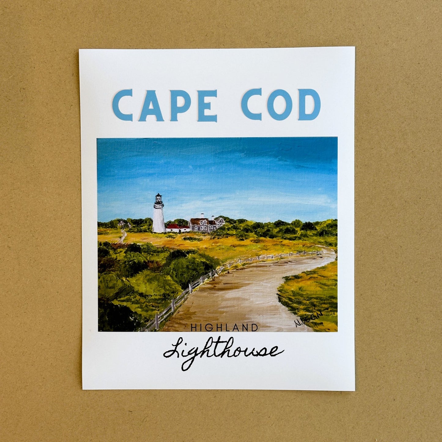 Massachusetts Cape Cod Highland Light Painting Giclee Travel Style Art Print