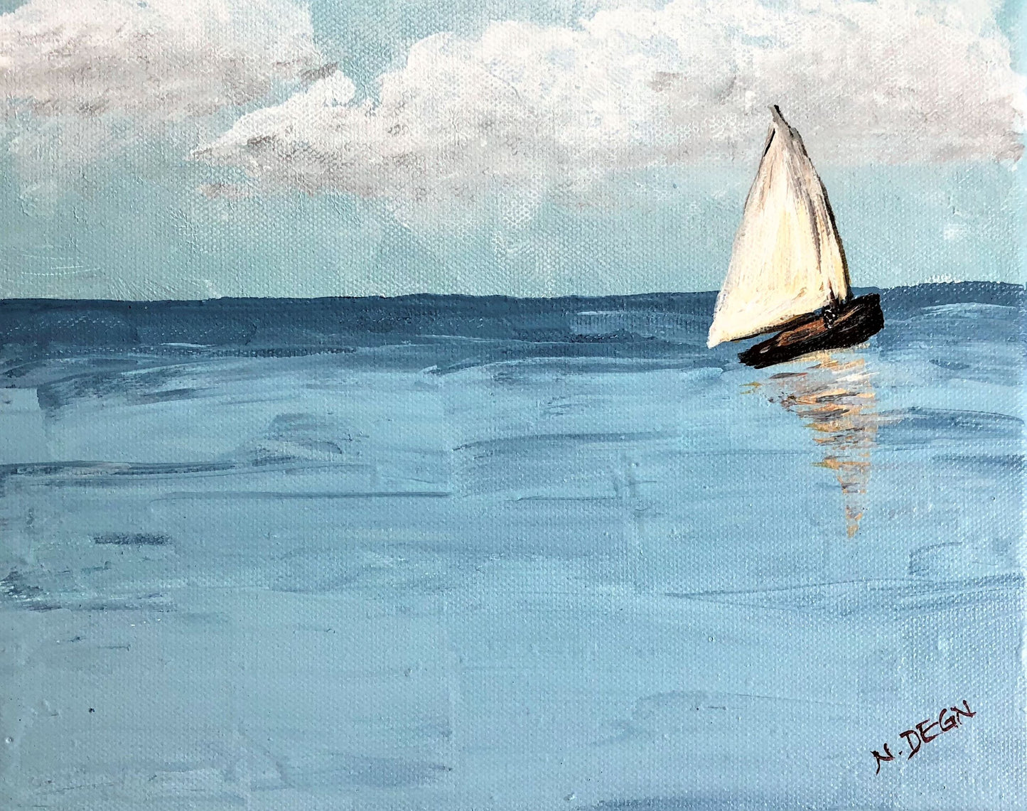 Massachusetts Cape Cod Sailboat Painting by Nikki Degn Giclee Art Print