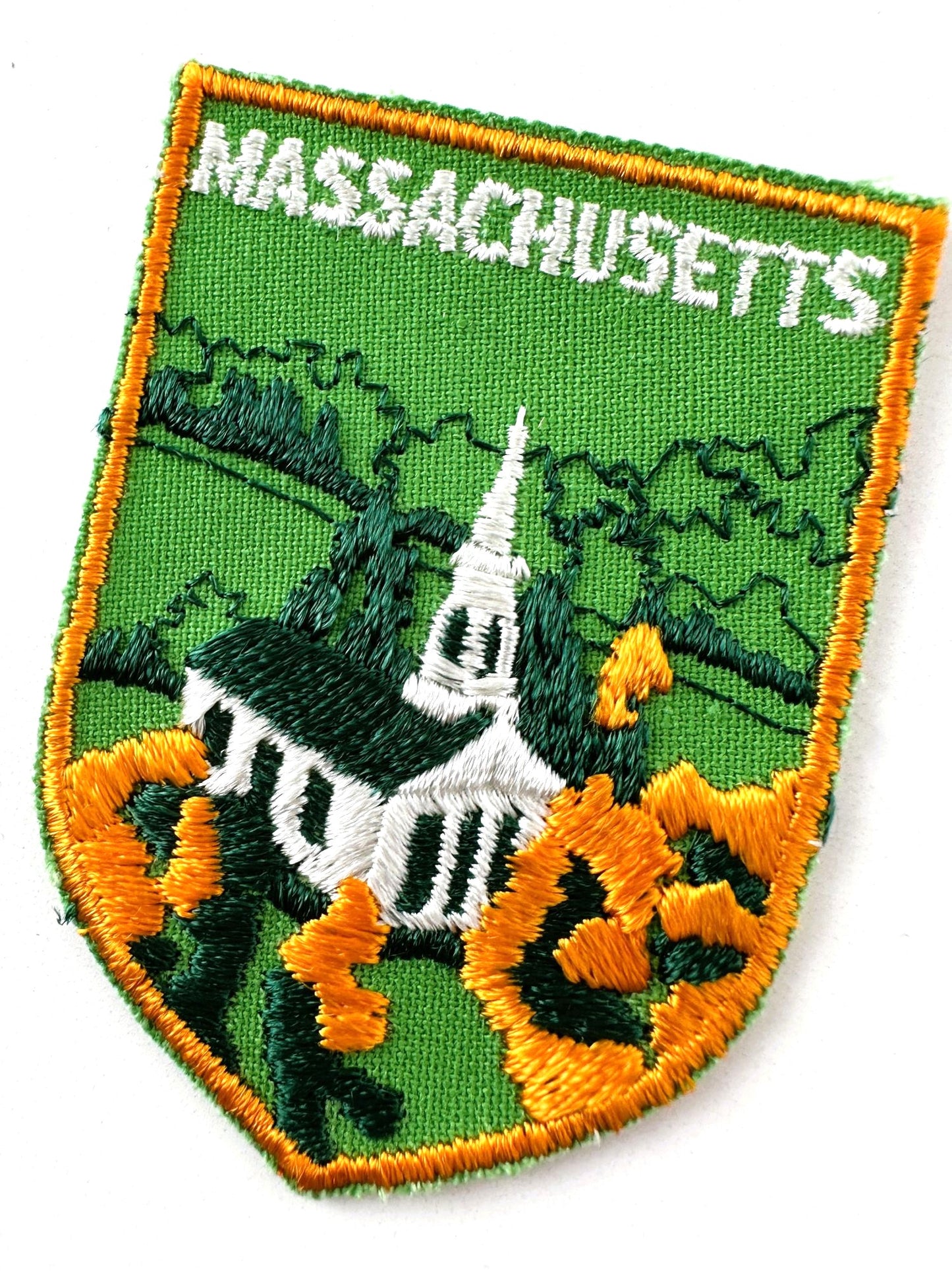 Massachusetts Fall Church Scene Vintage Patch