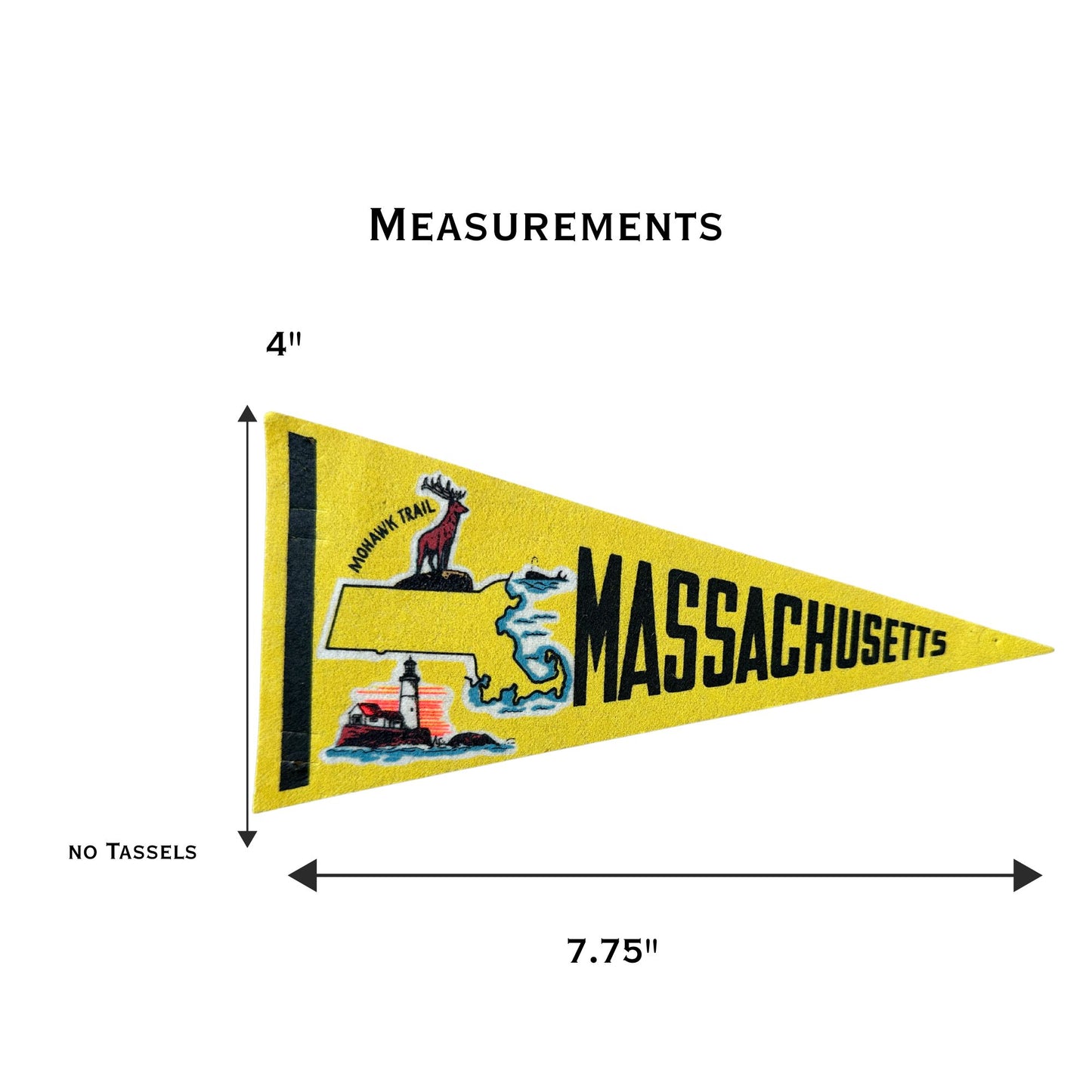 Massachusetts Mohawk Trail Small Yellow Vintage Pennant