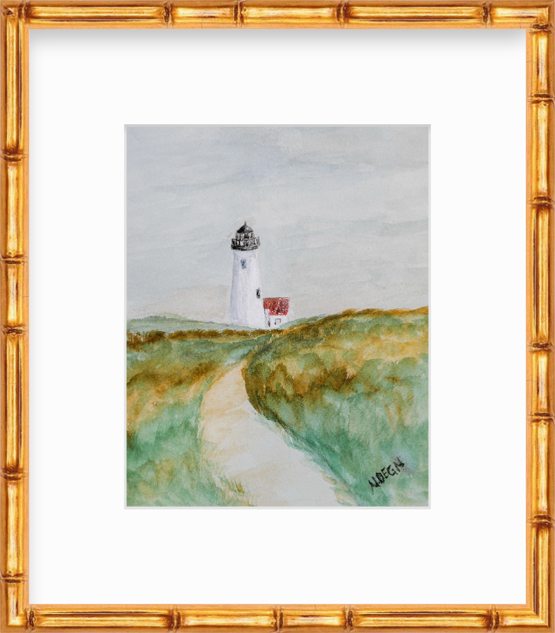 Massachusetts Nantucket Great Point Lighthouse Painting by Nikki Degn Giclee Art Print