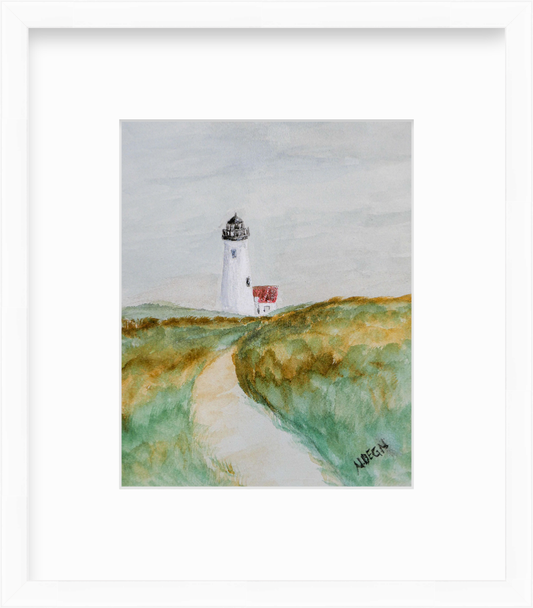 Massachusetts Nantucket Great Point Lighthouse Painting by Nikki Degn Giclee Art Print