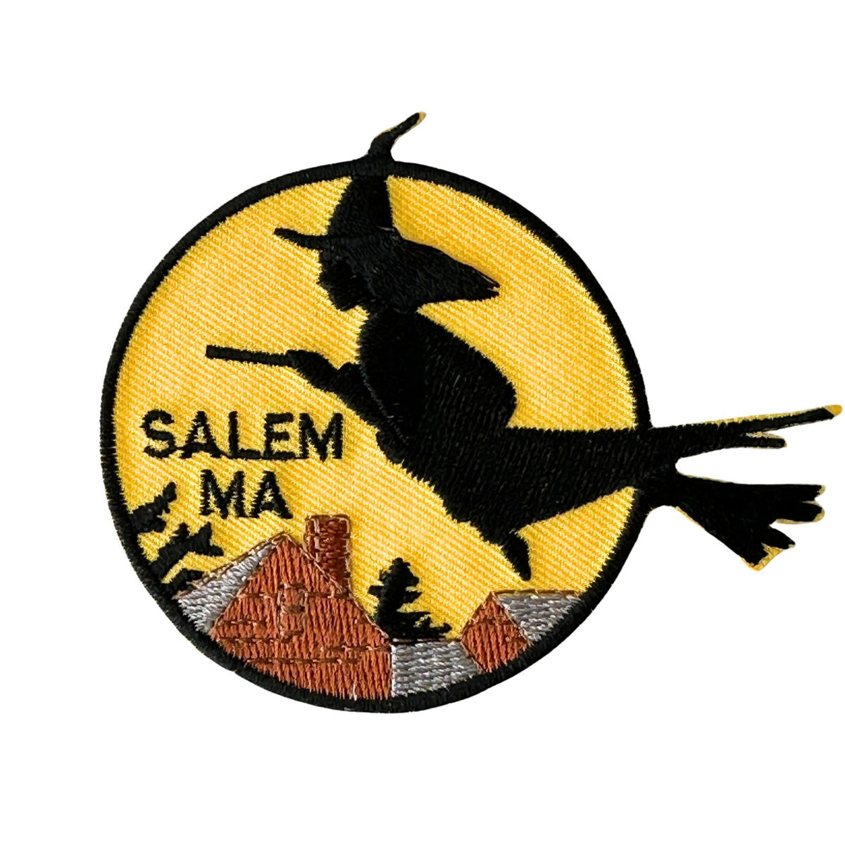 Massachusetts Salem Witch on Broom Silhouette Vintage Patch