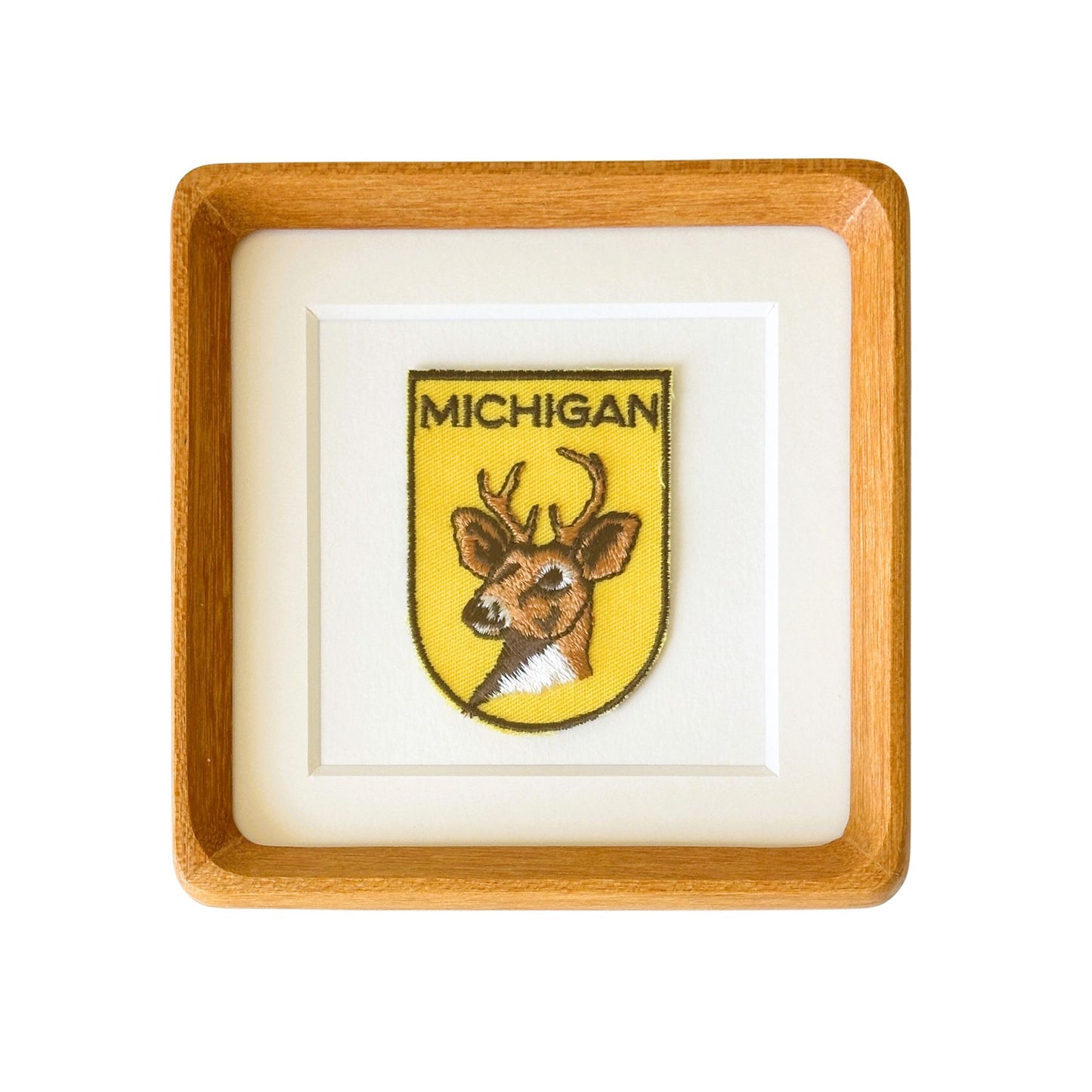 Michigan Deer Vintage Framed Travel Patch