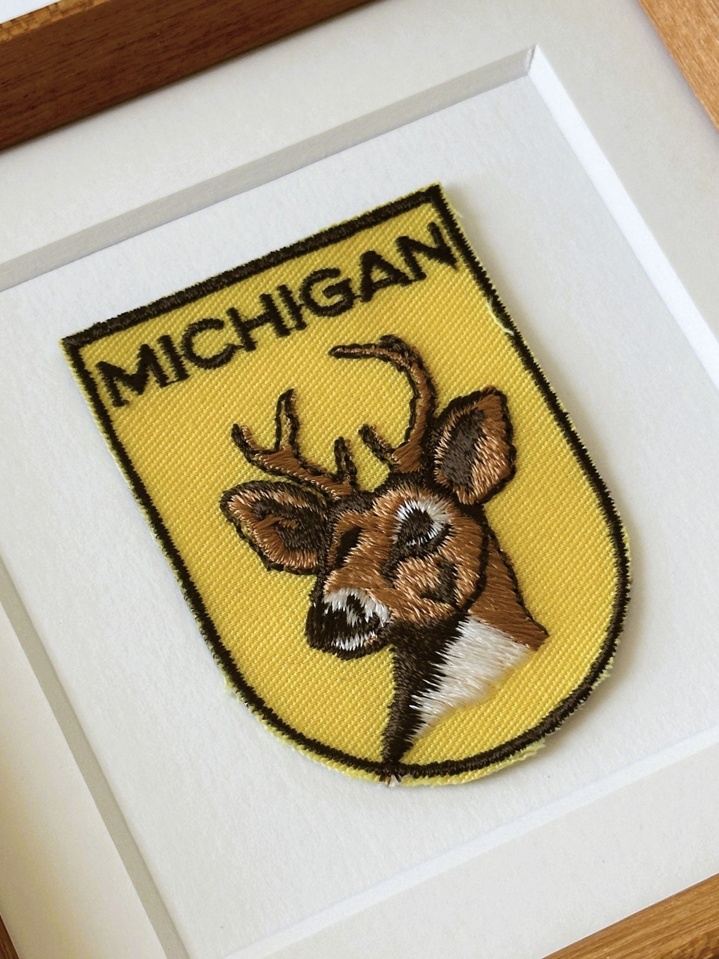 Michigan Deer Vintage Framed Travel Patch