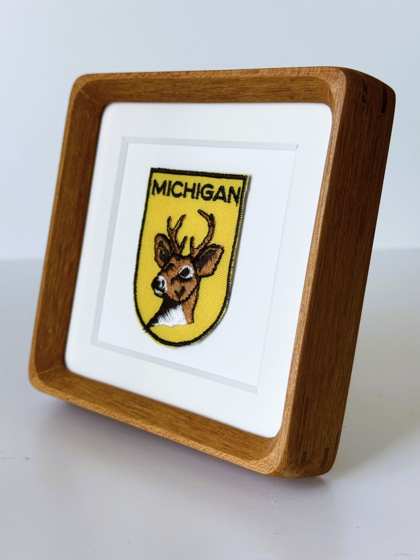 Michigan Deer Vintage Framed Travel Patch