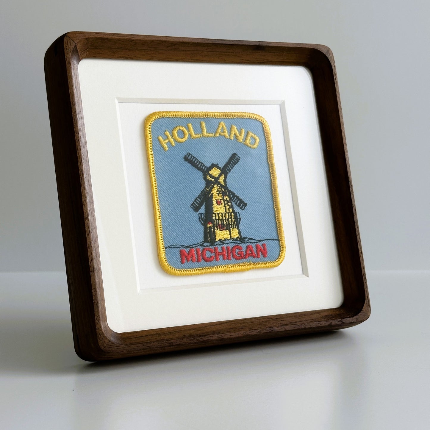 Michigan Holland Windmill Large Vintage Framed Travel Patch