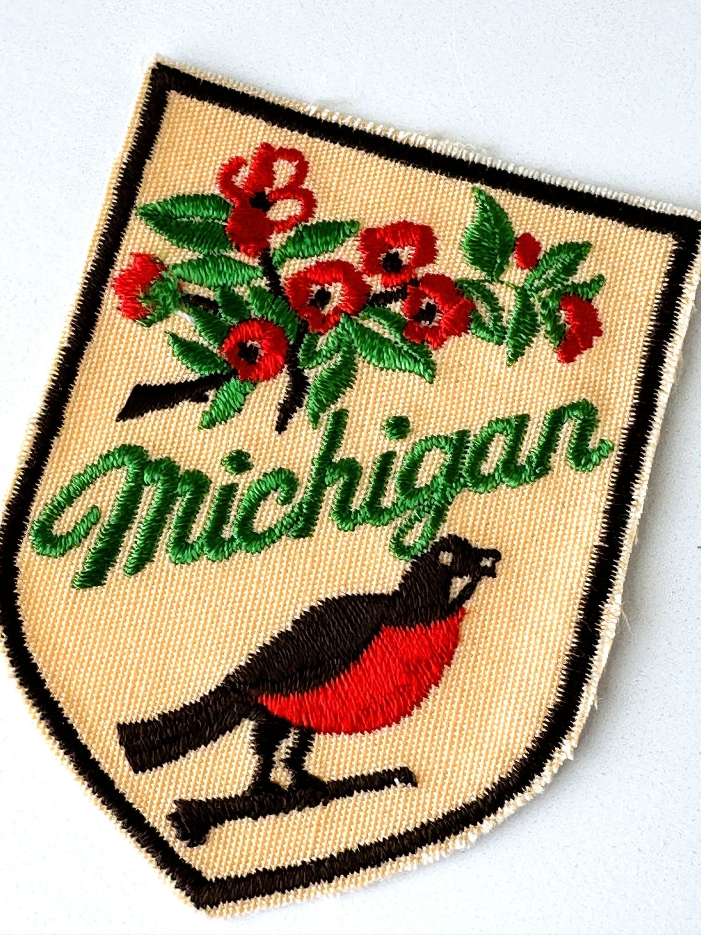 Michigan State Bird and State Flower Vintage Patch