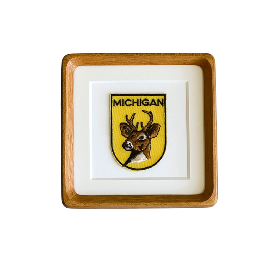 Michigan Deer Vintage Framed Travel Patch