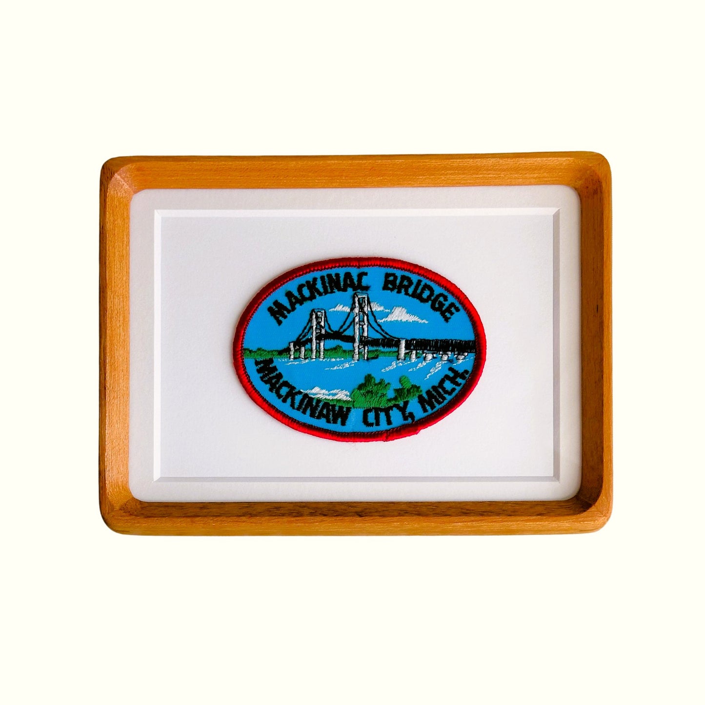 Michigan Mackinac Bridge Mackinaw City Vintage Framed Travel Patch
