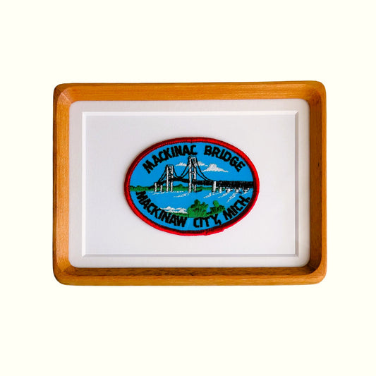 Michigan Mackinac Bridge Mackinaw City Vintage Framed Travel Patch