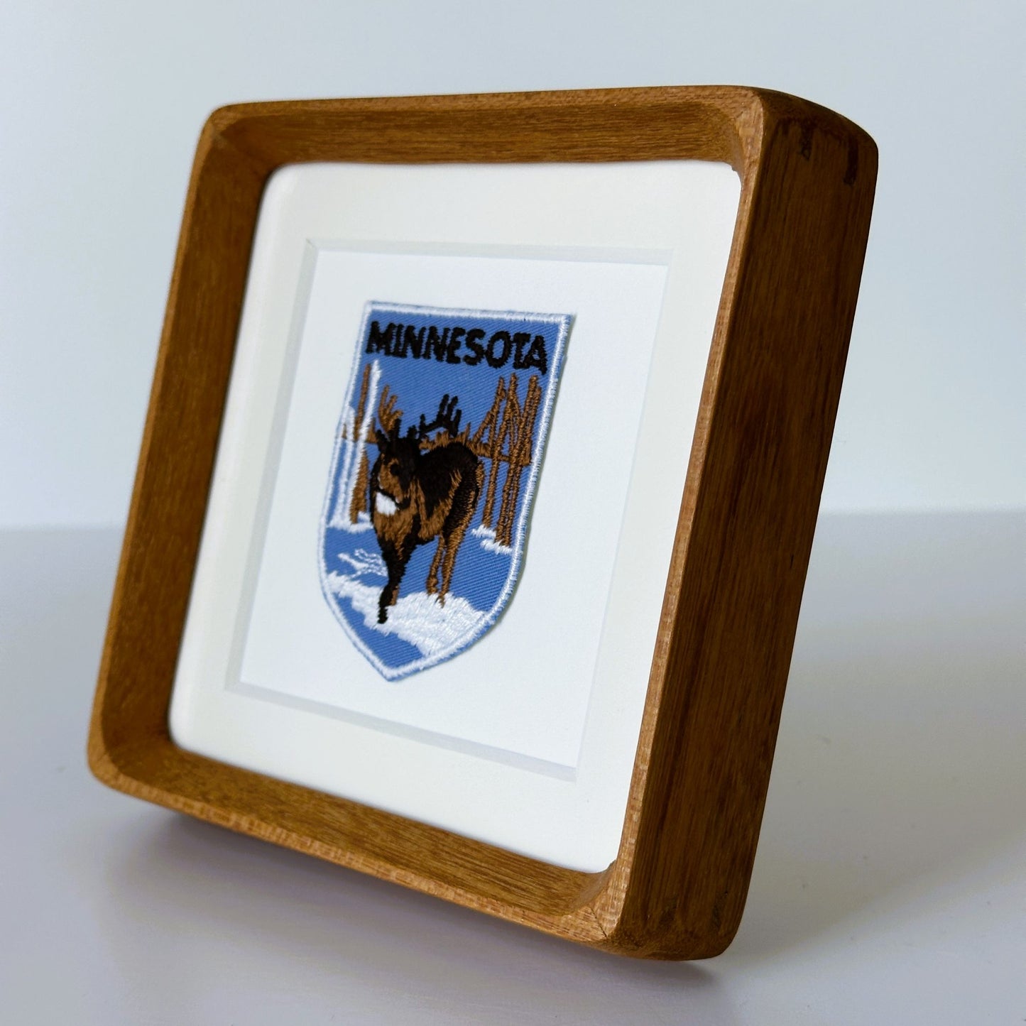 Minnesota Deer in the Snow Vintage Framed Travel Patch