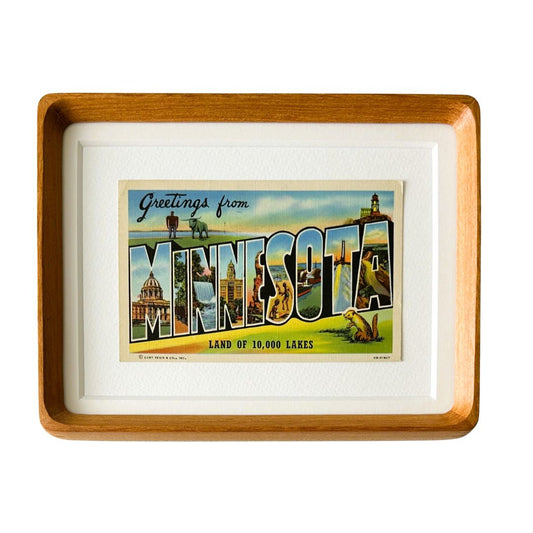 Minnesota Vintage Framed 1940's Postcard, Land of 10,000 Lakes