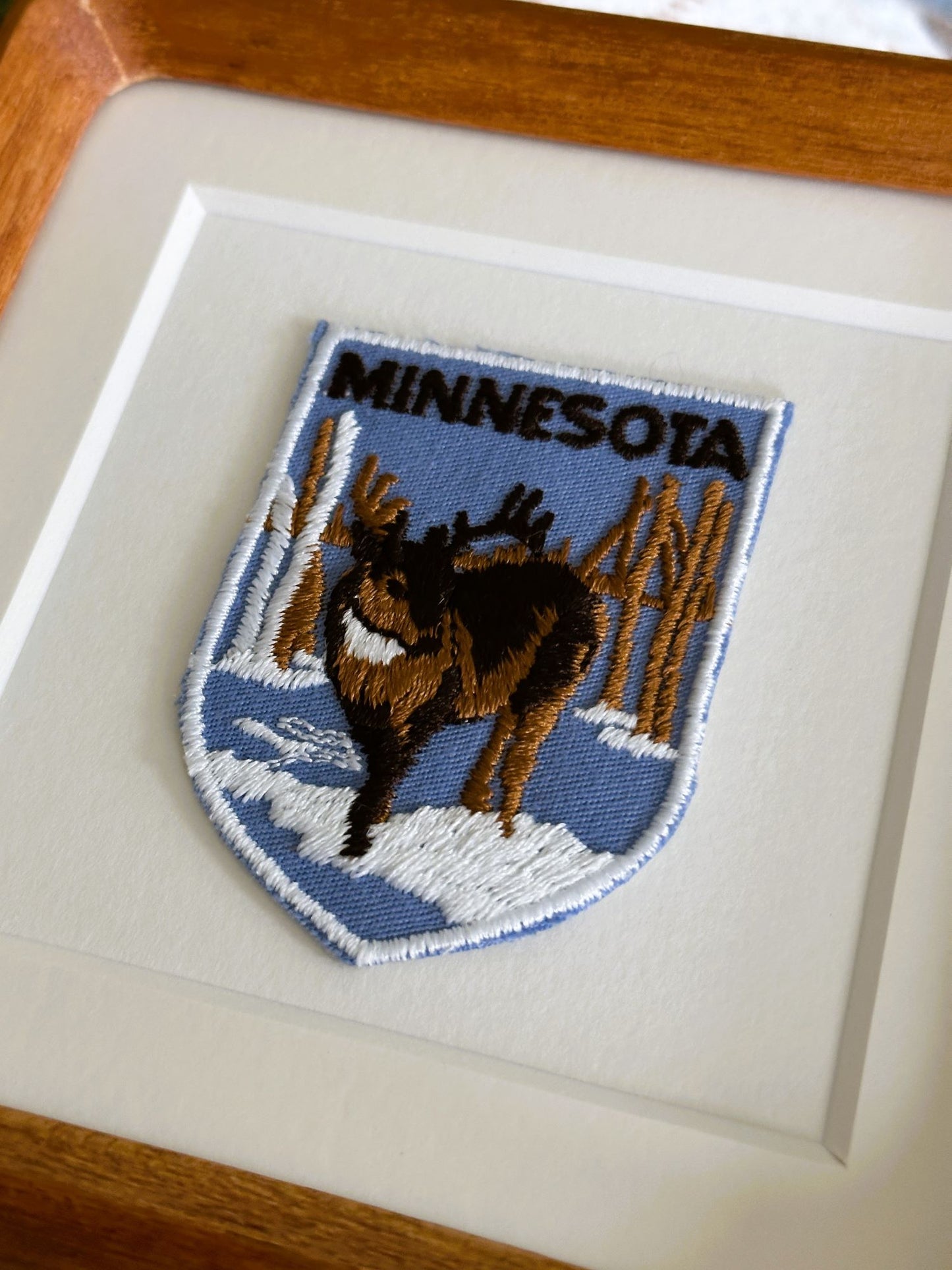 Minnesota Deer Vintage Framed Travel Patch