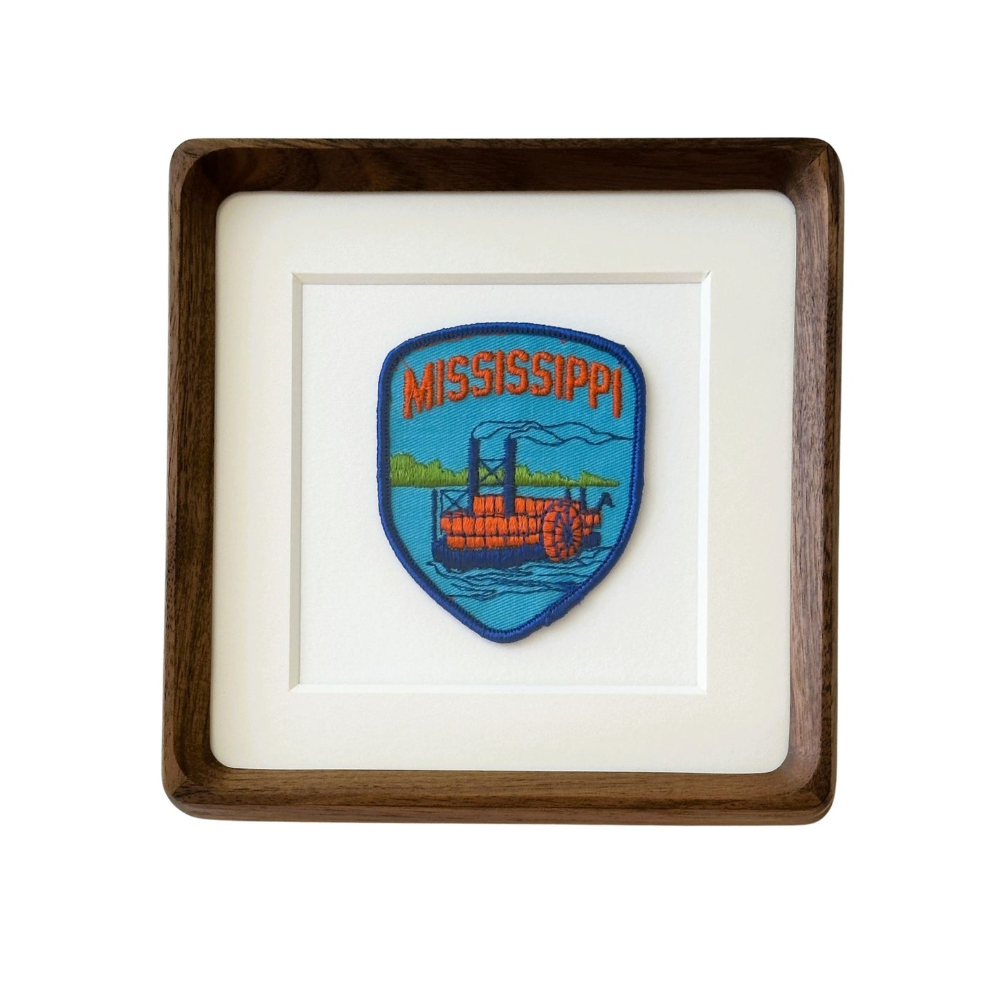Mississippi Riverboat Large Vintage Wood Framed Travel Patch
