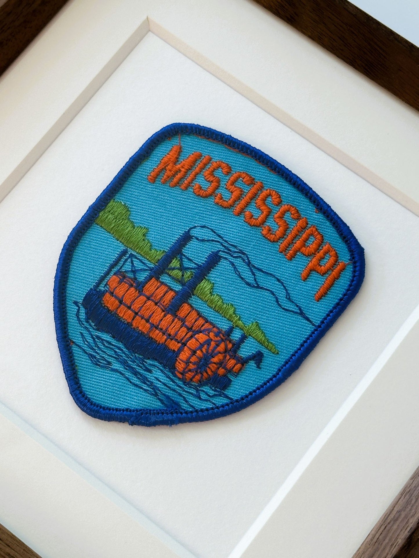 Mississippi Riverboat Large Vintage Wood Framed Travel Patch
