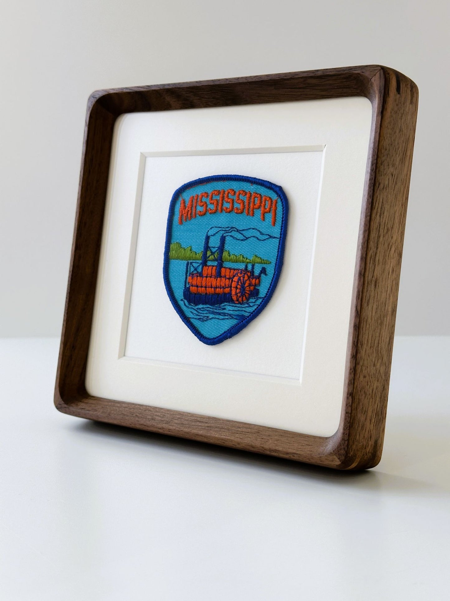 Mississippi Riverboat Large Vintage Wood Framed Travel Patch
