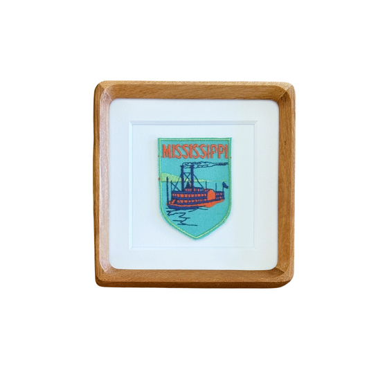 Mississippi Riverboat Vintage Wood Framed Travel Patch