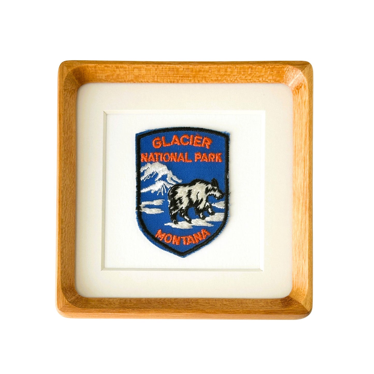 Montana Glacier National Park Vintage Travel Patch Wood Framed