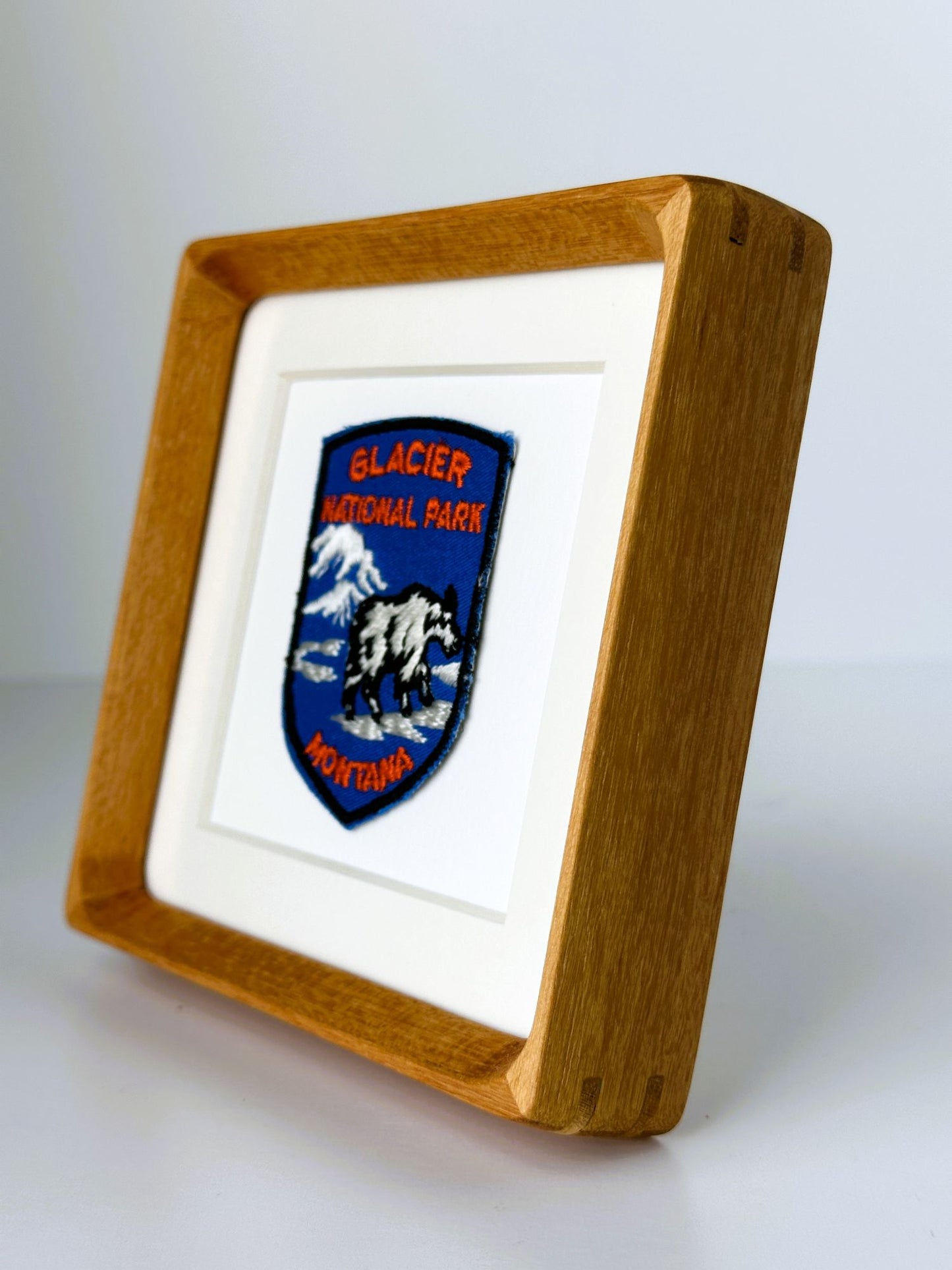 Montana Glacier National Park Vintage Travel Patch Wood Framed