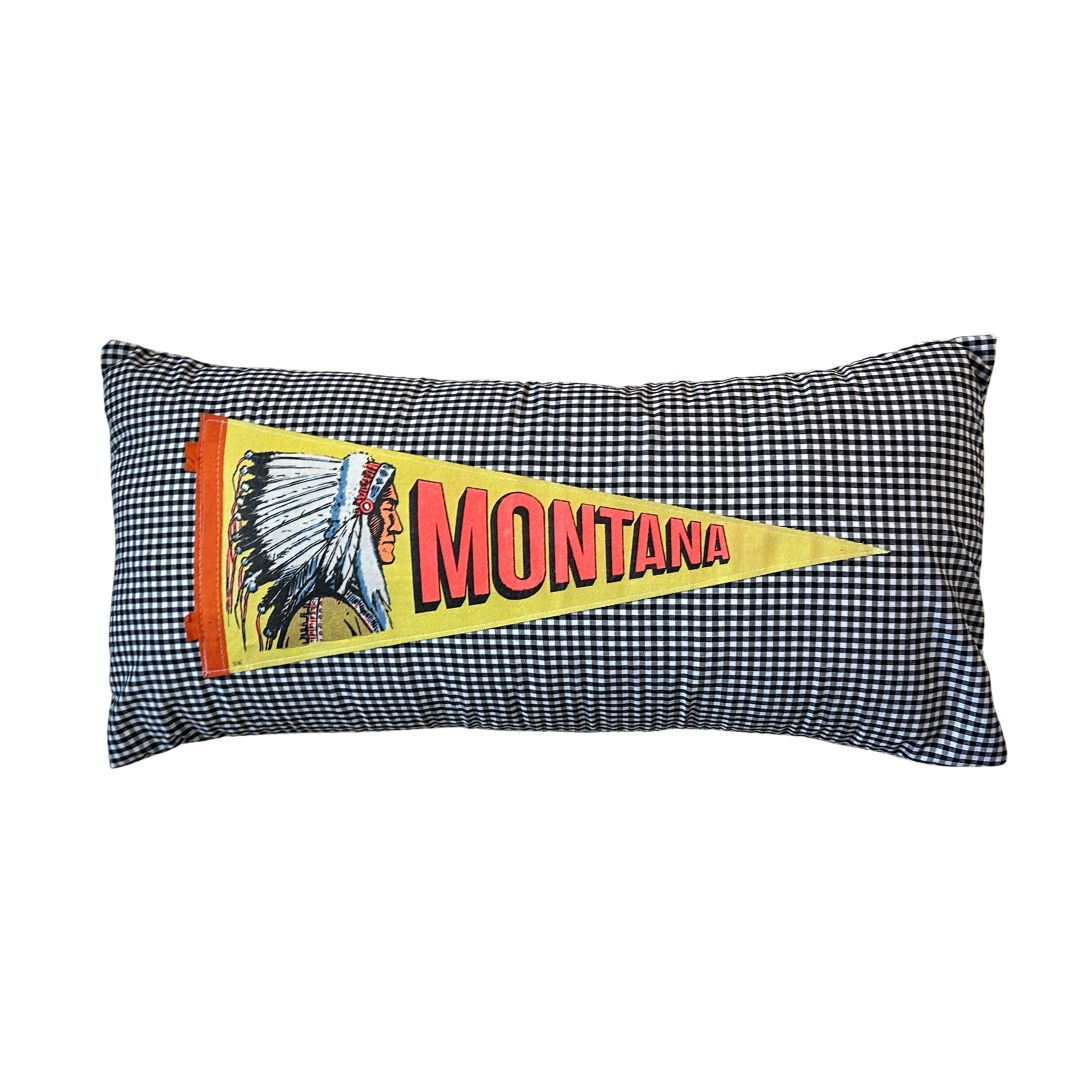 Montana Vintage Pennant on New Woven Large Throw Pillow
