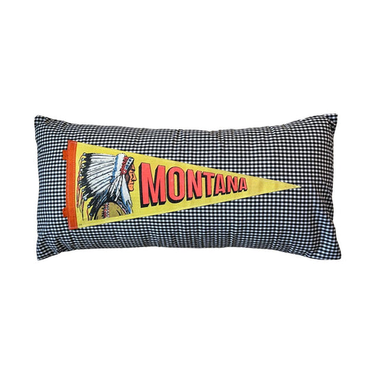 Montana Vintage Pennant on New Woven Large Throw Pillow