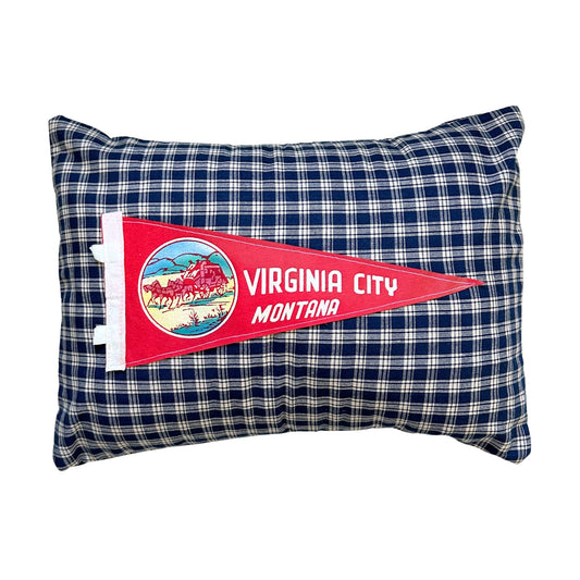 Montana Virginia City Vintage Pennant on New Woven Throw Pillow