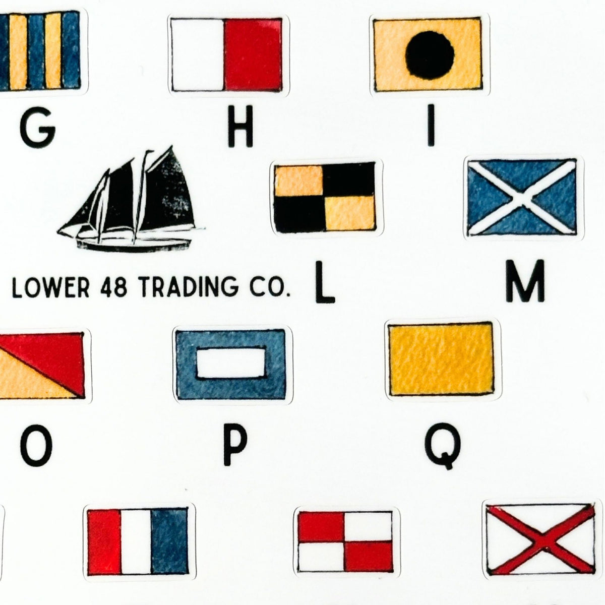 American Nautical Signal Flags A to Z in Watercolors Sticker Sheet