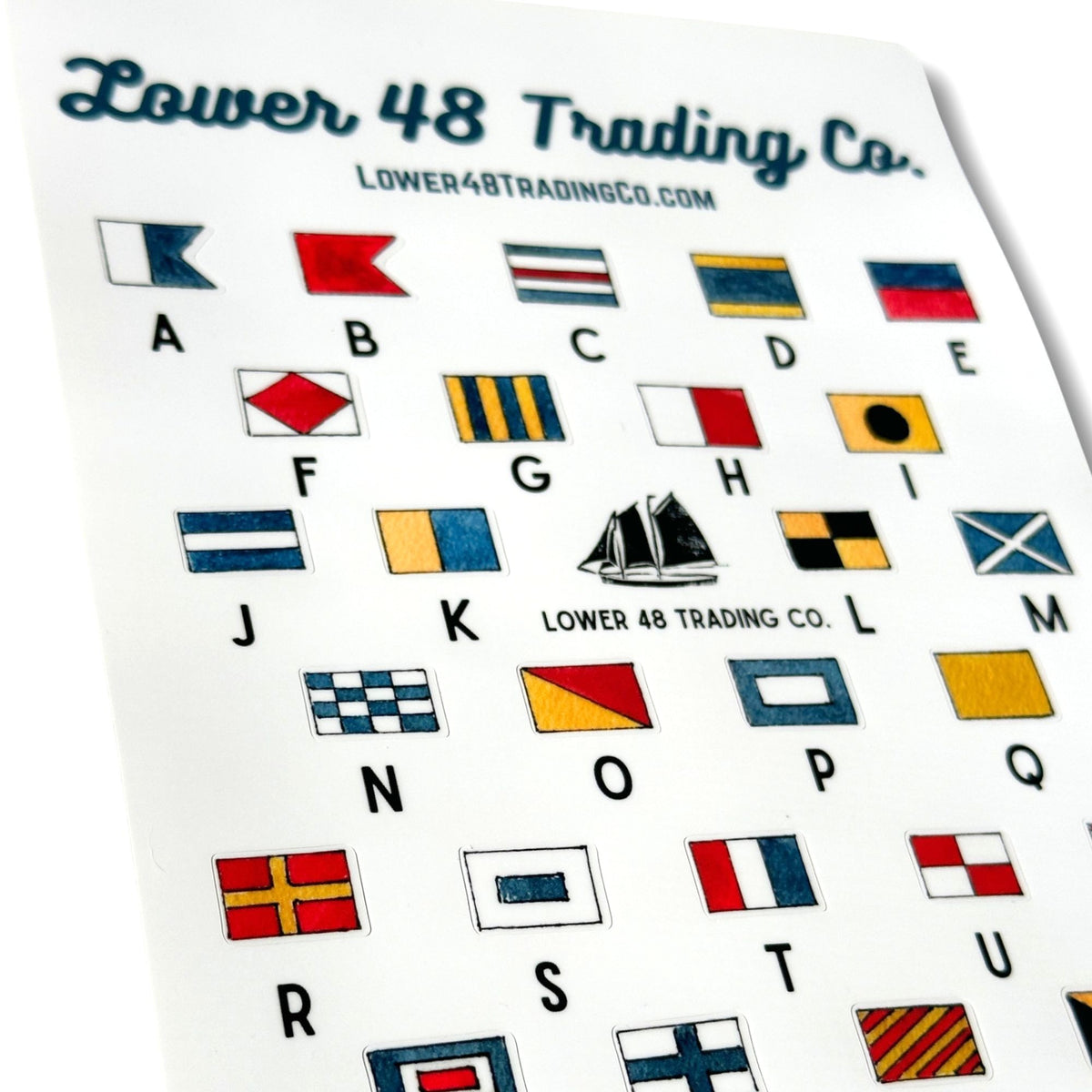 American Nautical Signal Flags A to Z in Watercolors Sticker Sheet