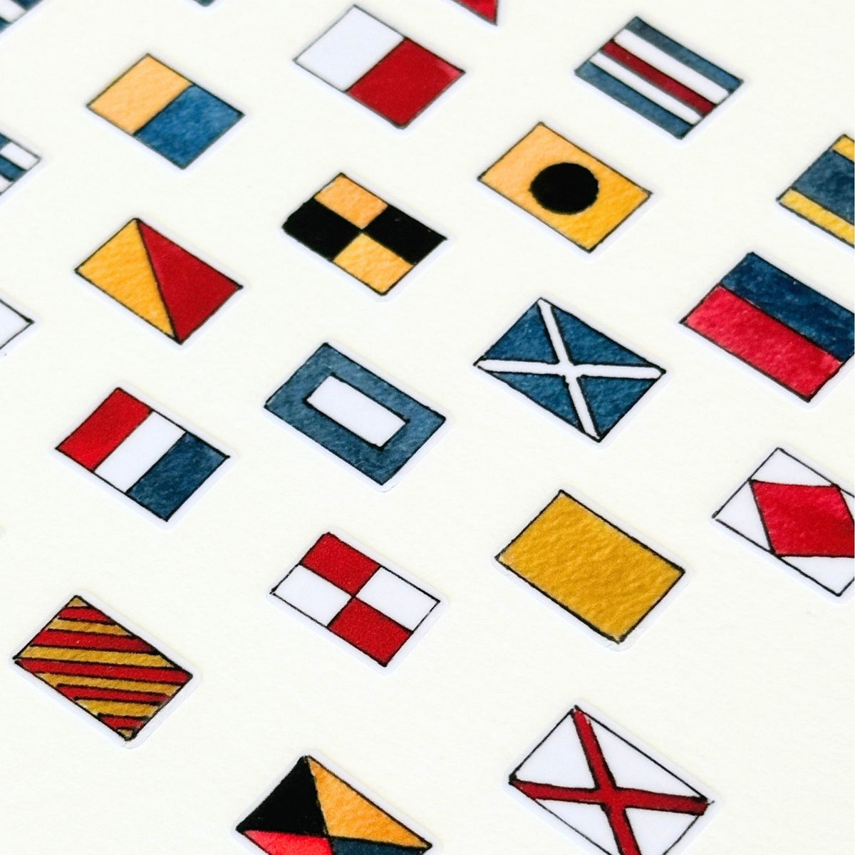 American Nautical Signal Flags A to Z in Watercolors Sticker Sheet