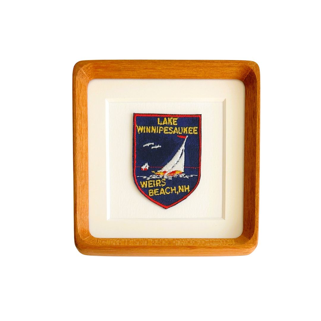 New Hampshire Lake Winnipesaukee Weirs Beach Vintage Patch Framed