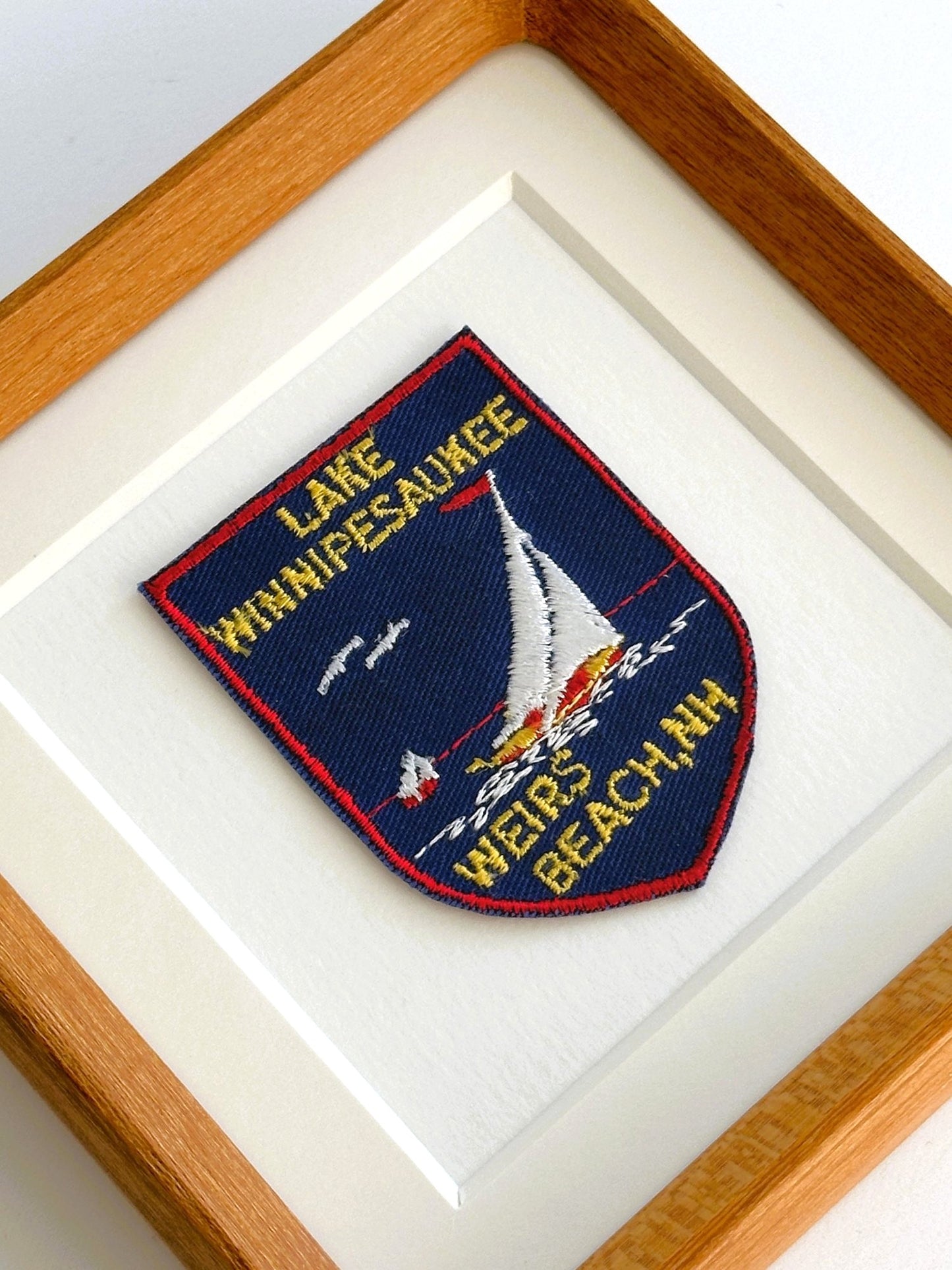 New Hampshire Lake Winnipesaukee Weirs Beach Vintage Patch Framed