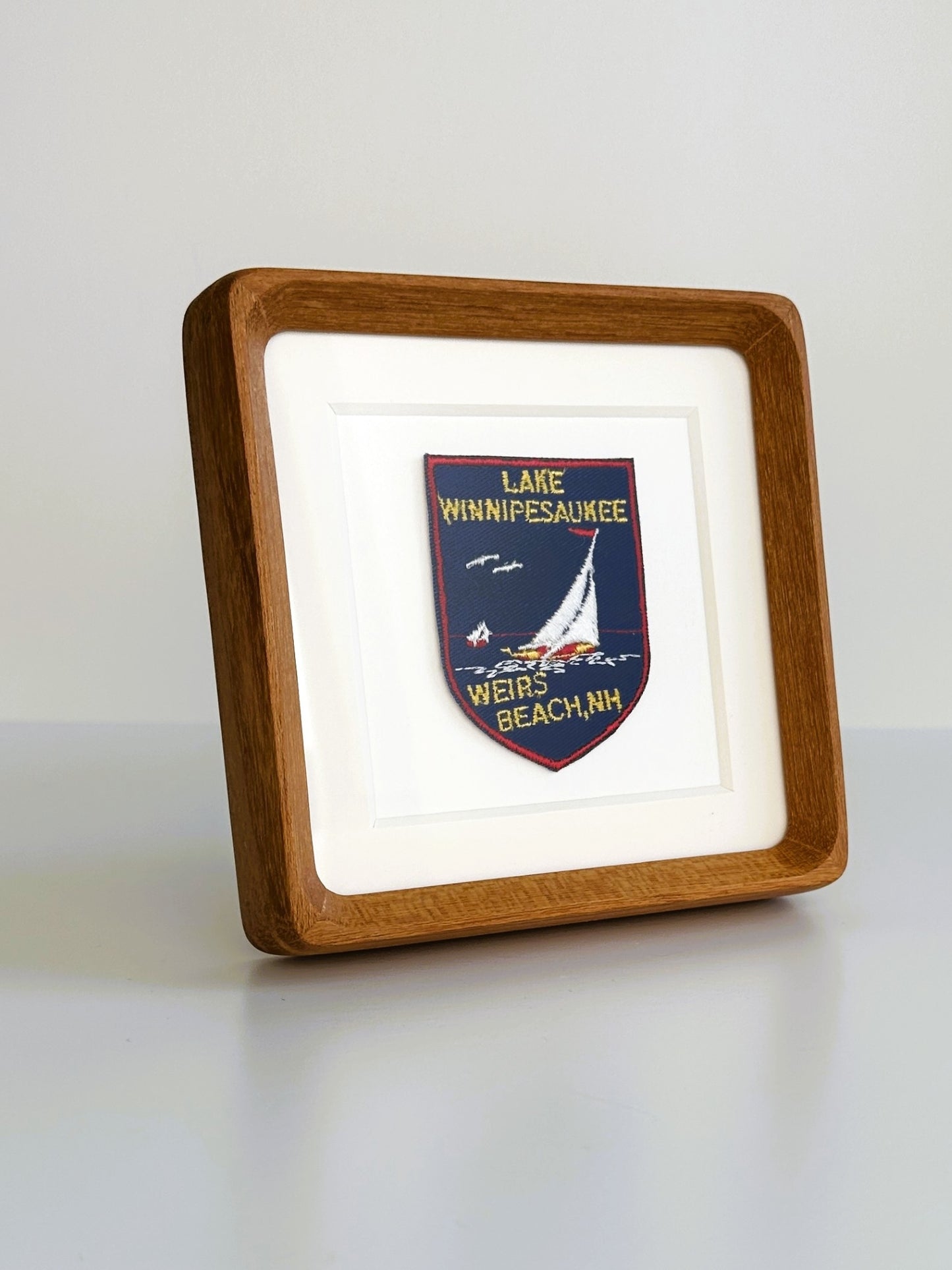 New Hampshire Lake Winnipesaukee Weirs Beach Vintage Patch Framed